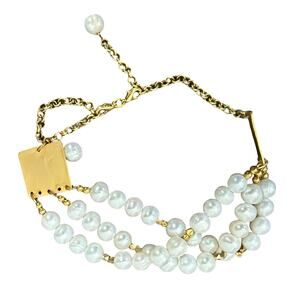 Grace Loves Lace Gold Freshwater Pearl 3 Strand Anklet Bracelet Bride Wedding